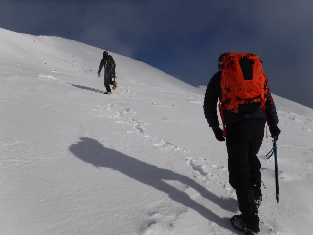 Winter mountaineering summit