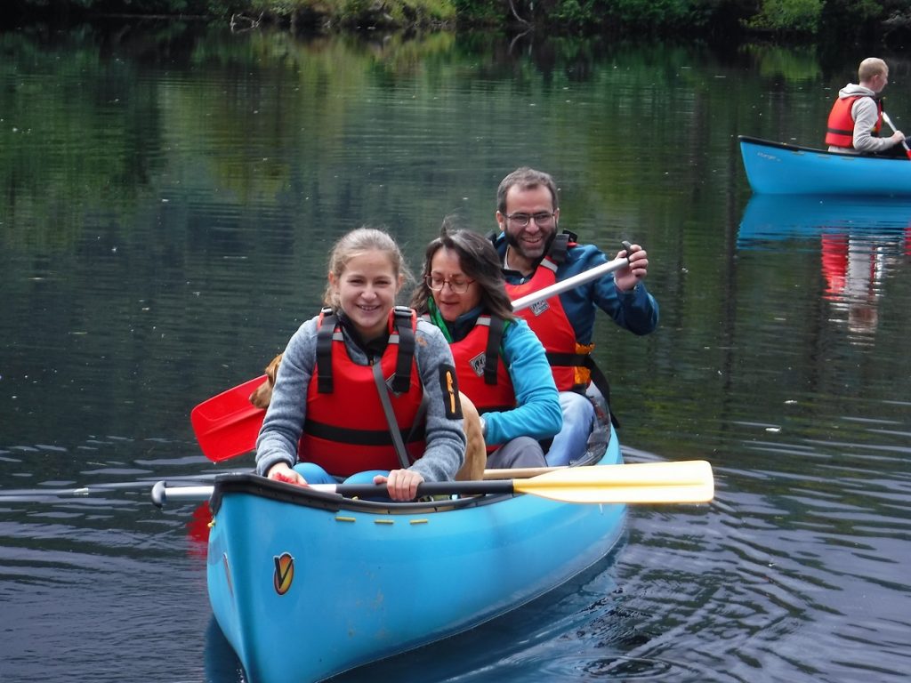 happy canoeists