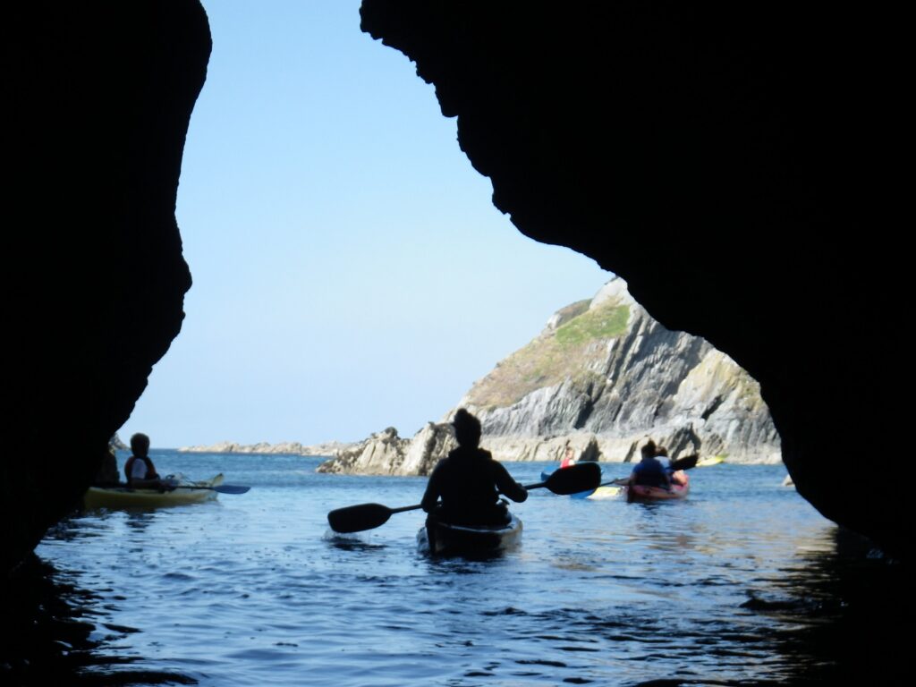 Sea kayak in cave